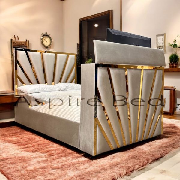 2025 Darsons Oslo  Gold Stripes Adjustable TV Bed Frame with Optional Ottoman Storage