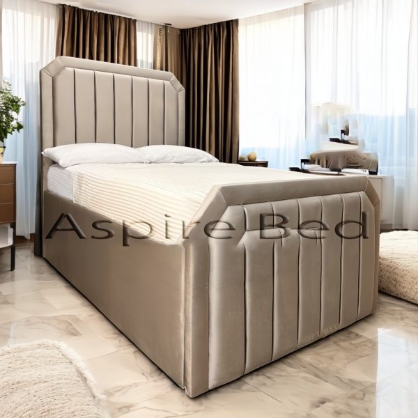 2025 Golden Bed Frame With Optional Ottoman Storage