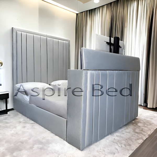 2025 Natural Lucille TV Bed Frame with Optional Ottoman Storage and USB Socket