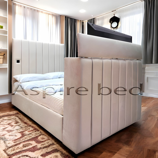 2025 Wilton Moss TV Bed Frame with Optional Ottoman Storage and USB Socket